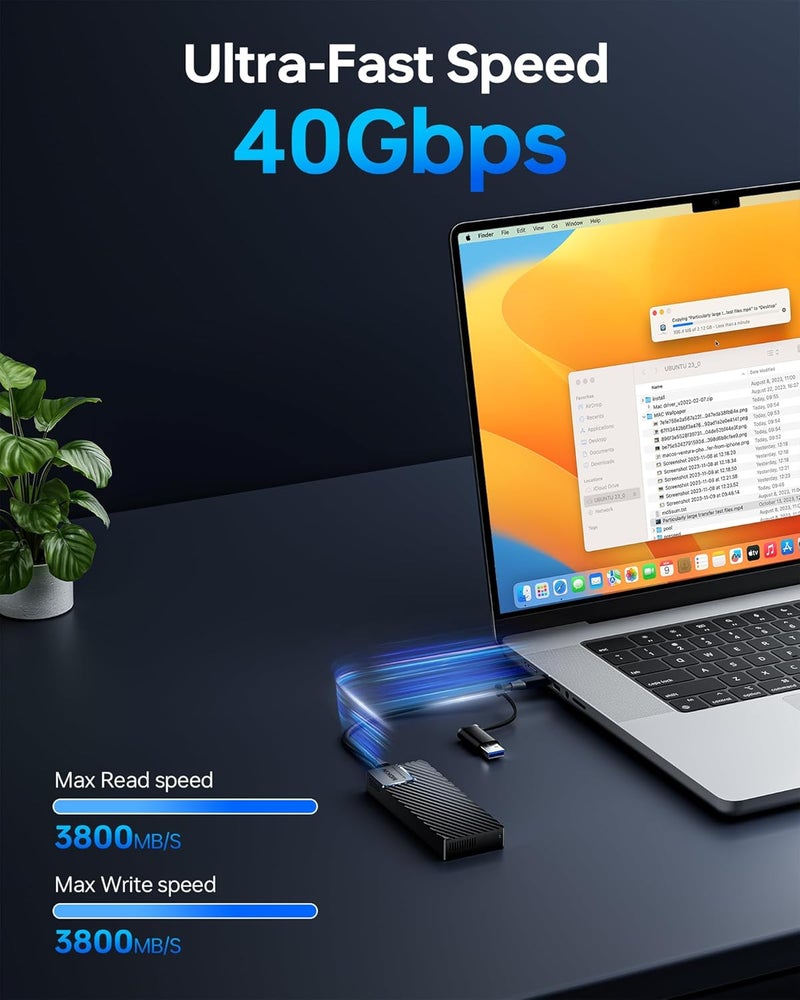 Mokin M.2 NVMe Enclosure,40Gbps M.2 Enclosure SSD Enclosure Compatible for M4/Pro/Max MacBook Mac mini,Support SSD Size 2230/2242/2260/2280 B+M M-Key PCIe Compatible with Thunderbolt 3/4/USB4/3.2/3.1 - Image 2